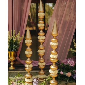 Kalash décoratif de mariage en fer, nouveau design, doré, haut, style Art Déco, écologique, résistant à la rouille, centre de table de mariage, meilleures ventes - Product Image 1