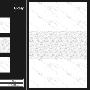 คอลเลกชันกระเบื้องพอร์ซเลนแบบมันเงาขนาด 300x600 มม. ดีไซน์ทันสมัย สำหรับตกแต่งภายในที่สว่างสดใสและพื้นผิวสถาปัตยกรรมขั้นสูง - Product Image 1