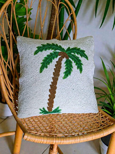 ปลอกหมอนอิงลายต้นปาล์มประดับลูกปัดสไตล์ชายหาดเขตร้อน ของตกแต่งบ้าน - Product Image 2