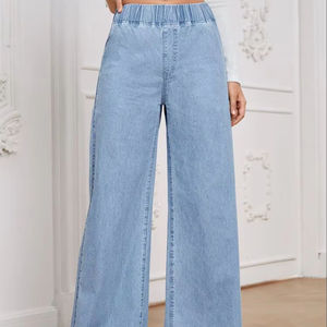2026 Trendy Women's Custom Denim Jeans High Street Women Denim <b>Pants</b> With <b>Sequins</b> Washed Casual Women Denim Jeans - Product Image 6
