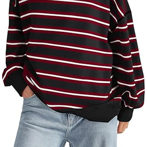Women Mock Neck Sweatshirt Heavyweight Cotton Oversized Casual Wear - Product Image 3