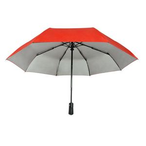 Parapluie pliant automatique 3 sections pour adultes, en tissu pongé polyester argenté, avec poignée en PU, 97 cm – Idéal soleil et pluie (Shenzhen) - Product Image 1