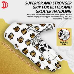 Guantes de Fútbol Americano Triple B Sports Pro Grip para Receptor – Palma Premium Antideslizante, Edición Blanca/Dorada, Fabricados por Adiha Impex - Product Image 5