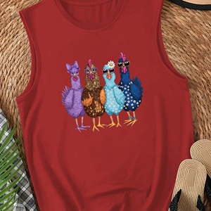 Chaleco de punto informal para mujer con ilustración de pollos antropomórficos Accesorios esenciales - Product Image 4