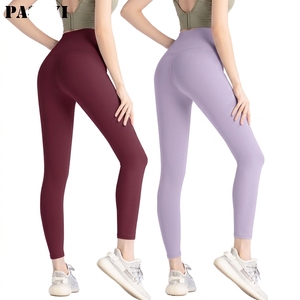 Pantalones de yoga y entrenamiento para mujer, personalizados al por mayor, de cintura alta, hasta el tobillo, lisos, transpirables, de elastano/poliéster, con efecto push-up para glúteos - Product Image 2