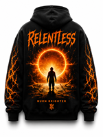 Sweat-shirt à capuche surdimensionné personnalisé avec motif Eclipse de feu, streetwear unisexe, OEM ODM