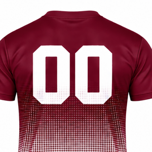 Burgundy and <b>White</b> Gradient Sublimation T <b>Shirt</b> <b>Men</b> <b>Short</b> <b>Sleeve</b> Crew Neck Custom Printed Sports Training Performance Athletic - Product Image 4
