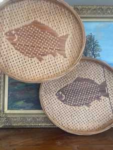 Juego de bandejas de bambú tejidas vintage con motivo de peces, cesta de pared, bandeja decorativa asiática, hecha a mano, proveedor OEM, Vietnam - Product Image 4