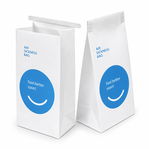 Eco-Friendly <b>Biodegradable</b> Air Sickness Bag Twisted Handles Kraft <b>Paper</b> Self Adhesive Seal Offset Printing Luxury Design - Product Image 4