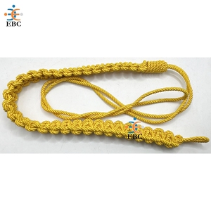 OEM Gold Lanyard Shoulder Cords Uniform <b>Accessories</b> Wholesale Custom Gold Silver Mylar <b>Braided</b> 100% Viscose Silk High Garment - Product Image 1