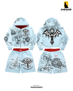 Premium Graphic Hoodie & <b>Shorts</b> Set | Street-<b>Tech</b> Performance Hoodie with Graphic Print <b>Shorts</b> | OEM Private Label Manufacturer - Product Image 5