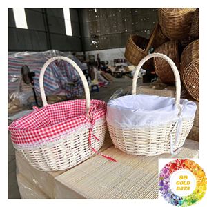 Panier en rotin artisanal, grand et petit, en osier naturel tressé avec poignée, pour décoration rustique et rangement de cuisine - Product Image 5