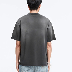 เสื้อยืดทรงบ็อกซี่ฟิต วินเทจ ล้างสีแบบแอซิดวอช ผ้าฝ้าย 100% สีซีดแบบซันเฟด ทรงครอป แห้งเร็ว น้ำหนัก 280gsm ผ้าหนา ทรงโอเวอร์ไซส์ ยูนิเซ็กส์ สำหรับผู้ชาย - Product Image 6