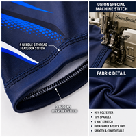 Maillot de compression unisexe à manches longues en polyester et élasthanne respirant 140g, motif graphique bleu, pour entraînement MMA et lutte, personnalisable
