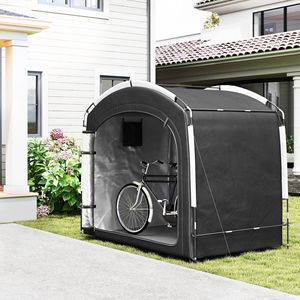 Tenda Copribiciclette Impermeabile Portatile in Tessuto Oxford 210D, Capacità 3-4 Biciclette, Nera con Borsa per il Trasporto - Product Image 2