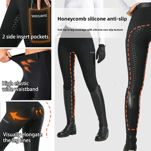 Pantalones de equitación para mujer, ajustados, de cintura media, elásticos, de spandex/poliéster, con asiento completo, transpirables y de alta elasticidad. - Product Image 3