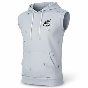 เสื้อฮู้ดแขนกุดออกกำลังกายสำหรับผู้ชาย ผ้าคอตตอนผสม ดีไซน์เรียบง่าย สวยงาม เหมาะสำหรับฤดูหนาว สีพื้น - Product Image 6