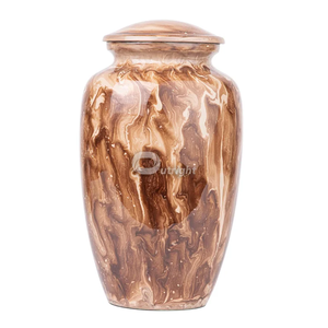 Earth Tone Marble Style Cremation Urn Aluminium <b>Memorial</b> <b>Keepsake</b> Vessel Tabletop Decor - Product Image 1