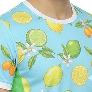 T-shirt à manches courtes pour homme, imprimé agrumes, col rond, coupe classique, style décontracté, tissu tricoté respirant - Product Image 2