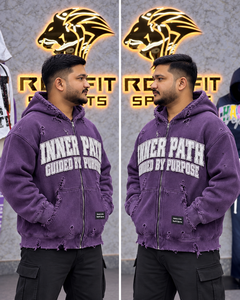 Custom Rexfit Sports Distressed Zipup Oversized Hoodie <b>Winter</b> <b>Fleece</b> Eco-Friendly Casual Streetwear Sweatshirt Long Sleeve - Product Image 3