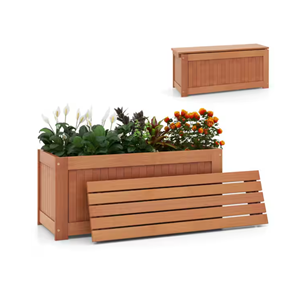 Eco-Friendly Acacia Wood Planter Box With Bench, Natural Raised Garden Bed For Vegetables, Flowers, Herbs Wholesale From Vietnam - Product Image 6