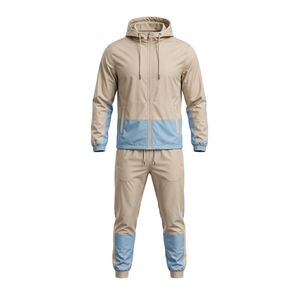 Men Panel Contrast Color Two Piece Windbreaker Tracksuits 100% Polyester Breathable Sports <b>Running</b> Jogging Tracksuits - Product Image 2