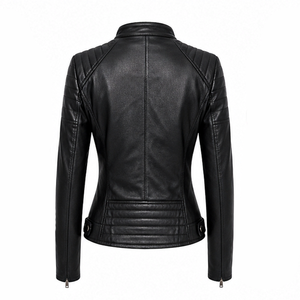 Ventes en gros de vestes et manteaux en cuir pour femmes, taille standard, logo personnalisé, veste en cuir pour femmes, veste en cuir de moto pour femmes - Product Image 2