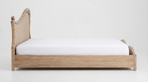 Traditional Solid Wood <b>Platform</b> <b>Bed</b> Natural Finish Wooden <b>Bed</b> <b>Frame</b> with Curved Headboard for Bedroom Furniture Home Hotel - Product Image 2