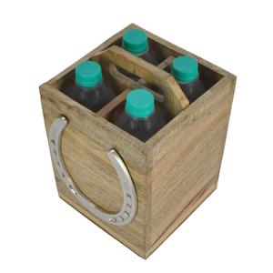 Support à bouteilles en bois style fer à cheval pour 4 bouteilles, accessoires de service de bar, supports et étagères de rangement faits à la main, dernière arrivée - Product Image 1