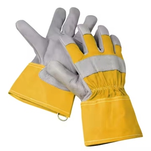 Heavy-Duty Soft Buffalo Grain <b>Leather</b> Safety Cuff Heat Resistant Anti-Slip Anti-Cut Anti-Static Gloves 11 oz Thickness - Product Image 4