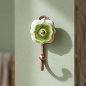 Beads Art Ceramic + Metal Multifunctional Flower Wall <b>Hook</b> Handmade Luxurious Design for Clothing Storage - Product Image 3