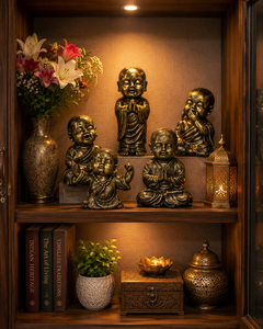 Estatua de Buda Vintage, Figura de Monje Sonriente, Resina, Diseño Zen Asiático, Decoración Antigua Envejecida para Sala de Estar, Meditación - Product Image 1