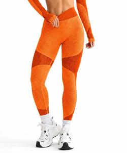 Leggings de compresión sin costuras de cintura alta, pantalones deportivos elásticos de spandex para mujer, con decoración de letras, 140g - Product Image 1
