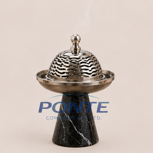 Luxury Marble and Metal <b>Bakhoor</b> Burner Elegant Middle Eastern <b>Oud</b> Incense Censer For Ramadan Decor High-End Wedding Gift - Product Image 3