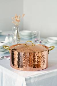 Marmite ronde en cuivre pur faite à la main avec poignées robustes pour la cuisine gastronomique - Product Image 4