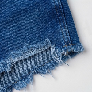 Shorts en jean respirants taille haute pour femme, grande taille, déchirés, avec ourlet effiloché, boutons décoratifs, légèrement extensibles, coupe classique - Product Image 6