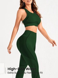 Womens 2 Piece Tracksuit Knit Ventilation Workout Sport Bra and Curved Contour Mesh Lifting <b>Tights</b> Activewear Jogging Pack - Product Image 2