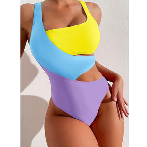 Traje de baño de una pieza con un solo hombro para mujer JSN, talla grande, estampado, bikini, estilo brief, venta al por mayor - Product Image 1