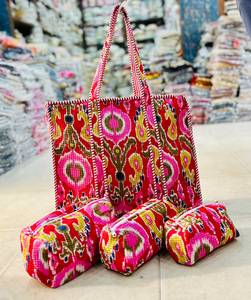 Vintage Lady Waterproof Quilted Geometric Cotton Crossbody Shoulder <b>Bag</b> with Zipper Closure for Travel and Daily Use - Product Image 3