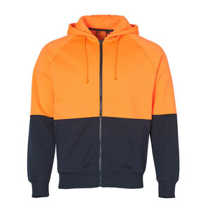 Sweat-shirt à capuche zippé en molleton 100 % coton haute visibilité pour homme, coupe ample, vêtements de travail - Product Image 1