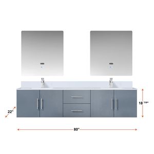 Grigio scuro 80 pollici. L X 22 Pollici Mobile bagno doppio con piano in marmo colato 30 pollici Set di Specchi LED e Rubinetti per Mobili da Bagno - Product Image 6