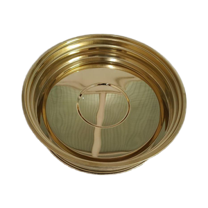 Plateau simple en acier inoxydable durable pour la Sainte-Cène, 40 coupelles, avec couvercle et anneau inférieur, finition dorée élégante, compatible lave-vaisselle, DELUXE AB1012 - Product Image 3