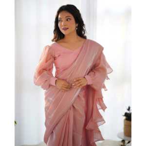 Hermoso Sari Talla XS para Fiesta con Encaje en el Borde - Product Image 5