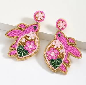 Pendientes de botón unisex de cuentas de vidrio hechas a mano, color verde floral y dorado, novedades, rosa, estilo clásico para profesores y bodas - Product Image 5