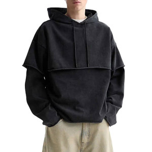 430g Vintage Washed Hoodie Heavyweight Streetwear 100% Cotton French Terry Fabric Double Layer Sleeves Wholesale Customized - Product Image 2