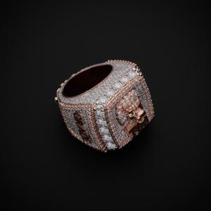 <b>Men's</b> 925 <b>Silver</b> Rose Gold Plated 'TGO' Lion Champion Cluster <b>Ring</b> for Bachelor Party Hip Hop Statement Inlay <b>Ring</b> - Product Image 3