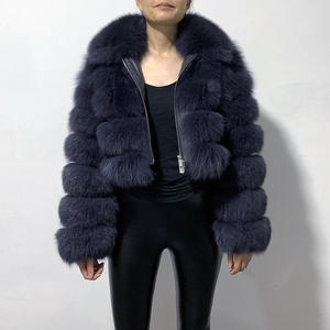 Manteau décontracté élégant en daim de vache tricoté pour femme grande taille, doublure en fourrure de raton laveur, manches longues, couleur unie, détachable - Product Image 5