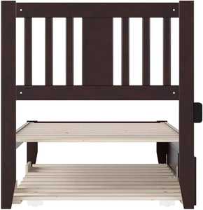 Lit gigogne double traditionnel – Construction en panneaux de pin massif couleur expresso avec fixation en surface - Product Image 5