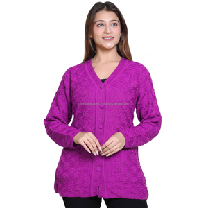 Women's V-Neck <b>Cardigan</b> <b>Sweater</b> Long Sleeve Solid Color Casual Knitwear 100% Acrylic Anti-Pilling Full Sleeve Regular Fit - Product Image 6