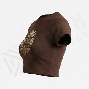 Camiseta Corta de Verano para Mujer, de Algodón, con Mangas Raglán, Ombligo Descubierto, Transpirable, Deportiva, Color Personalizado - Product Image 3